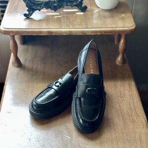 Coach Black Leather Loafers - Leah